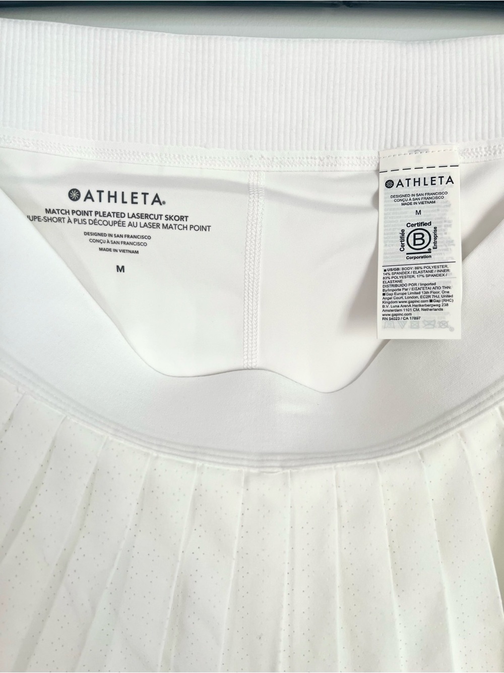 Athleta Match Point Pleated Lasercut Skort | White | Medium - Picture 6 of 7